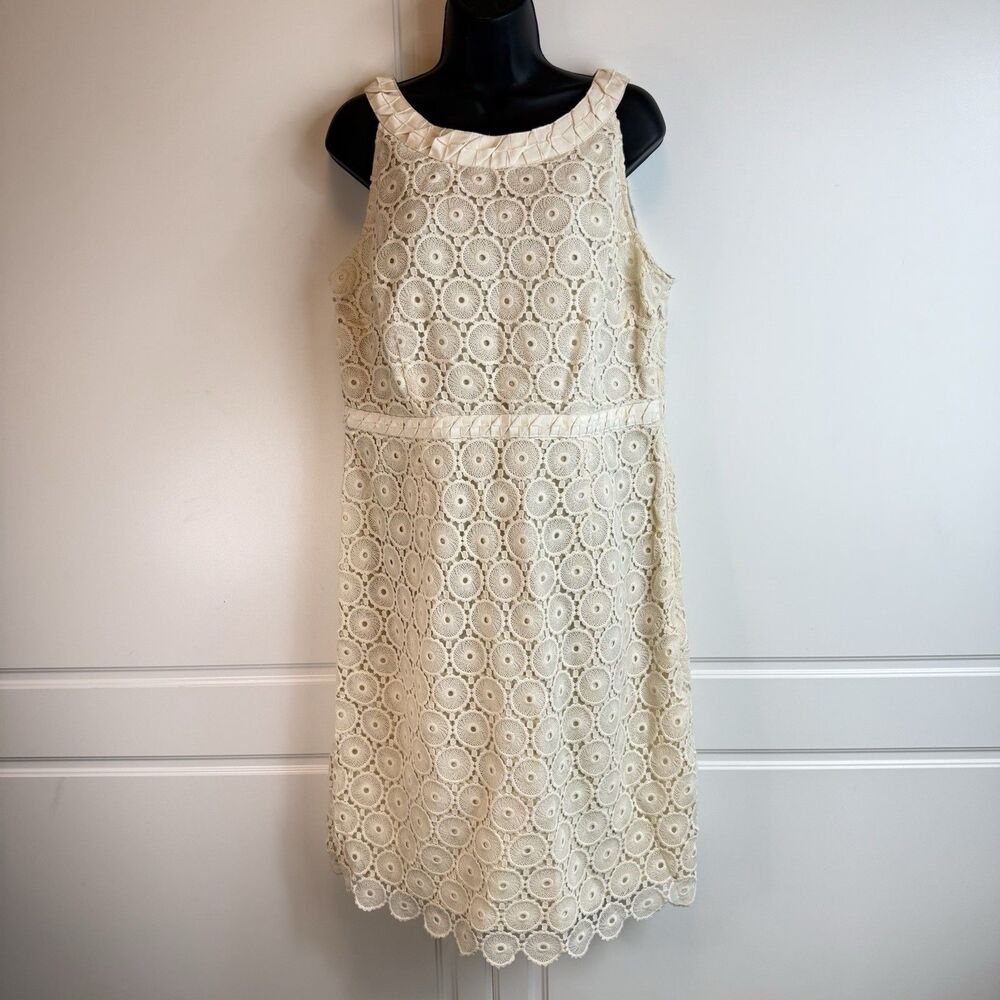 BODEN Beige Lace Embroidery Summer DRESS Sleeveless Women's WH436 Size 12 $199